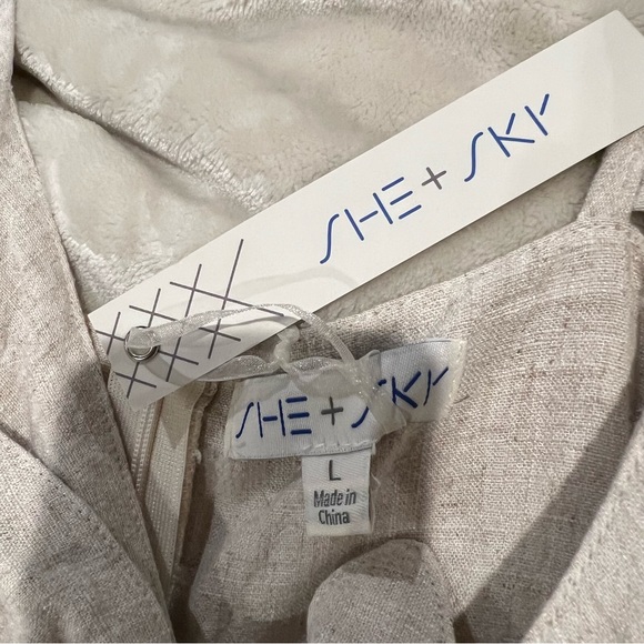 NWT SHE + SKY Beige Linen Jumpsuit - Picture 3 of 5